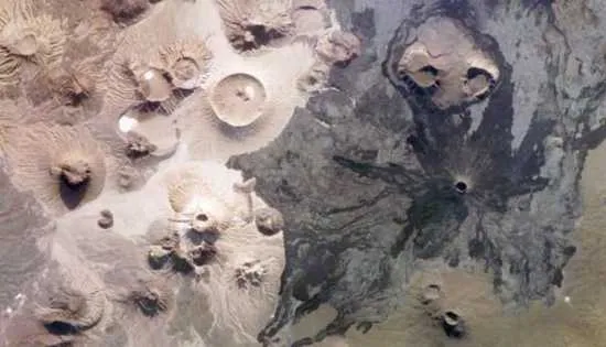 foto de la NASA, volcanes en Arabia Saudí